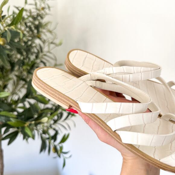 Dolce Vita Strappy Slip On Square Toe Casual Flat Sandals White 8.5 - Picture 3 of 6